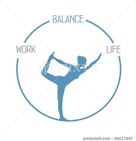 yoga girl work life balance circle healthy... - Stock Illustration ...