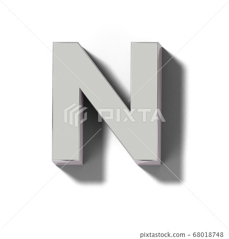 N of realistic silver letter block N of realistic silver letter block 68018748