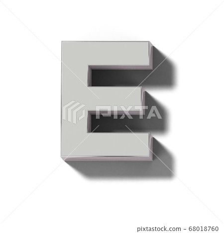 E of realistic silver letter block 68018760