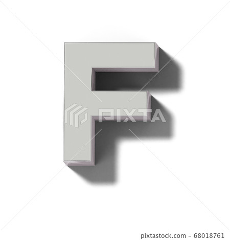 F of realistic silver letter block 68018761