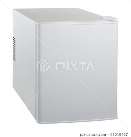 white small refrigerator with closed door 68019487