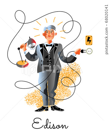 Edison great discoverer holding lamp and plug Edison great discoverer holding lamp and plug 68020141