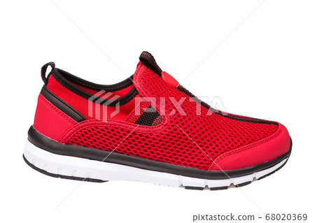 red sneaker with black trim, mesh cloth, sports 68020369