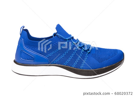 One blue summer sneaker, mesh cloth, on a white One blue summer sneaker, mesh cloth, on a white 68020372