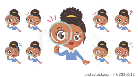 Magnifying glass girl upper body illustration Magnifying glass girl upper body illustration 68020518