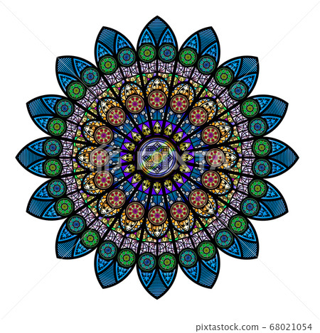 Rose window stained glass circular pattern 68021054