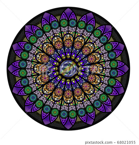 Rose window stained glass circular pattern 68021055