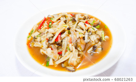 Mixed Mushroom Chili Paste Spicy food in the tableware bowl. 68021263