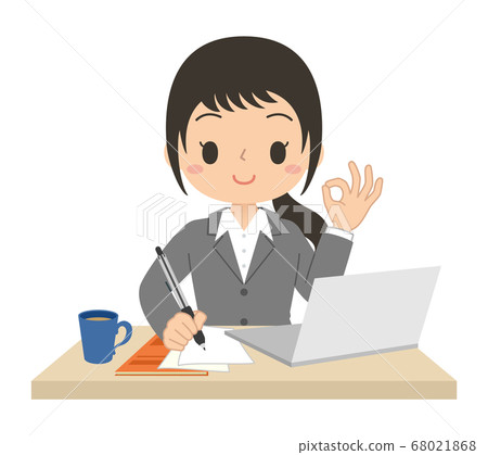 A female office worker is surprised _ greeting - Stock Illustration  [105573115] - PIXTA