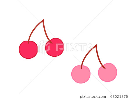 粉色和紅色櫻桃的插圖 粉色和紅色櫻桃的插圖 68021876
