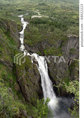View on Voringfossen waterfall in Norway 68022223