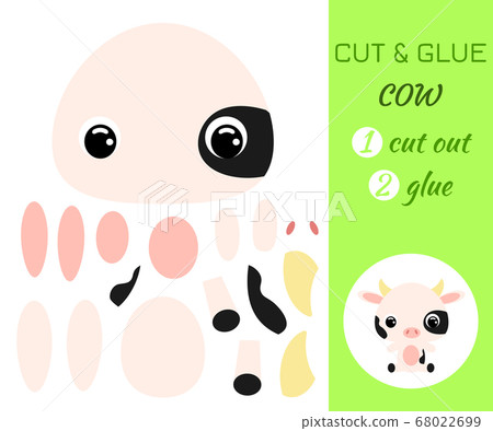 Cut and glue baby sitting cow. Educational paper 68022699