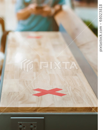 Alternative seating mark for social distance rules in the mall distance for one seat from other people to protect from Corona Virus(COVID-19), social distancing for infection risk.New normal lifestyle 68023818