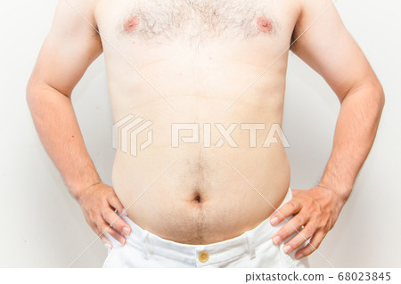 Upper body of a middle-aged overweight man 68023845