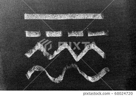 White color chalk hand drawing in set of line shape on black board background White color chalk hand drawing in set of line shape on black board background 68024720