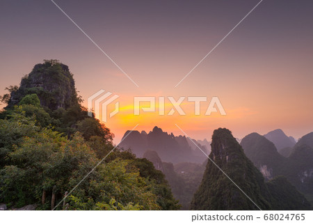 Karst mountain landscape on the Li River in 68024765