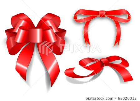 Set of red bows isolated on white. Beautifully 68026012