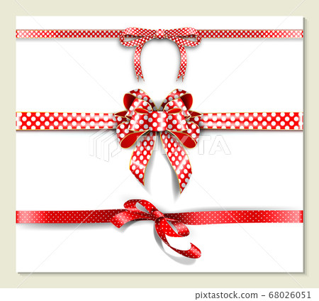Set of realistic satin bows and polka dot ribbons. - Stock Illustration ...
