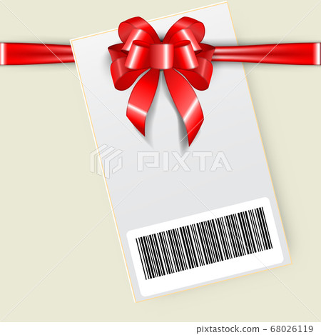 Price tag template with abstract barcode with tied Price tag template with abstract barcode with tied 68026119