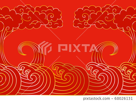 Line art chinese poster gold template on red 68026131