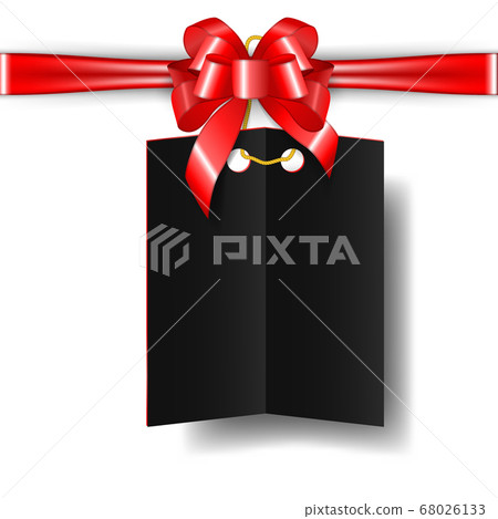 Black Friday sales tag with Red bow and ribbon For 68026133