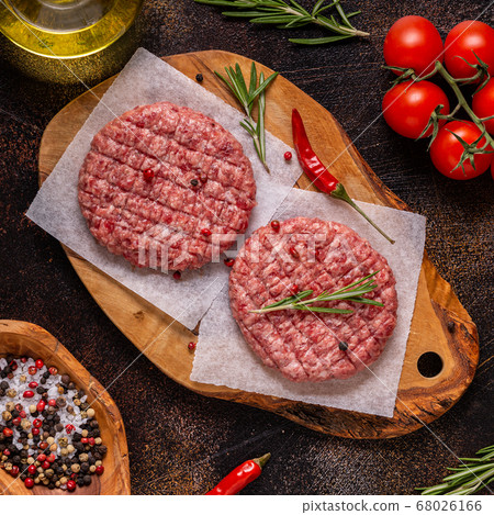 Fresh raw minced homemade grill beef burgers on Fresh raw minced homemade grill beef burgers on 68026166