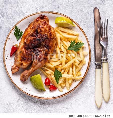 Half Roasted Chicken Piri Piri with French Fries 68026176