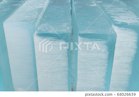 smooth ice blocks sawn to create decorations. 68026639
