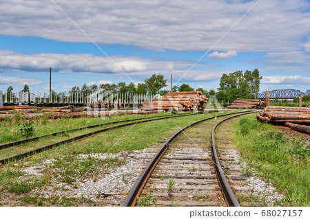 rails in the cargo yard of the woodworking 68027157