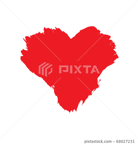 Brushstroke painted red heart shape 68027231