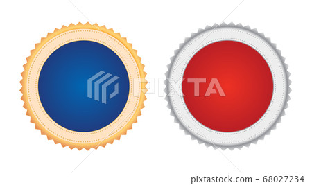 Golden and silver award medal badge icons Golden and silver award medal badge icons 68027234