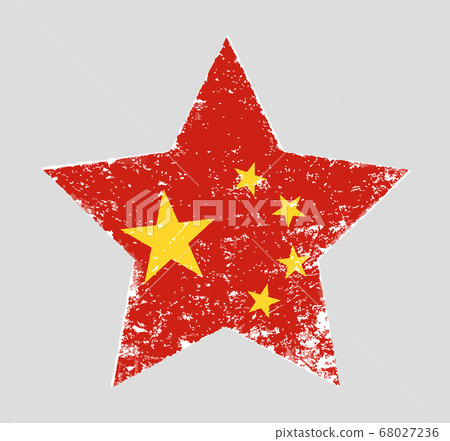 Star shaped grunge vector flag of China Star shaped grunge vector flag of China 68027236