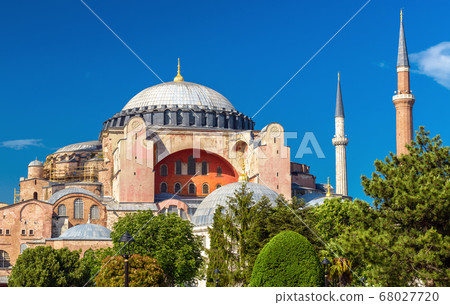 Beautiful view of Hagia Sophia, great mosque and Beautiful view of Hagia Sophia, great mosque and 68027720