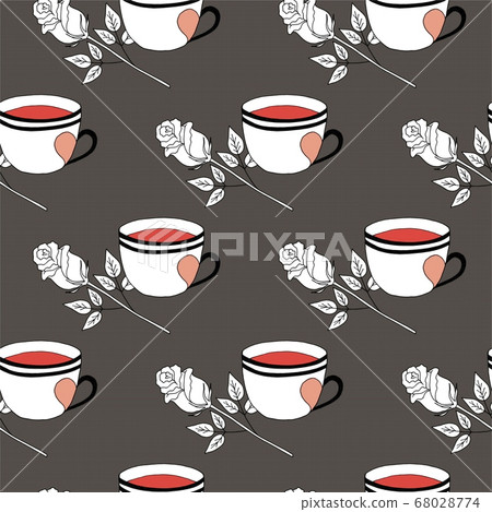 Valentines day seamless pattern with coffee cup... - Stock Illustration ...