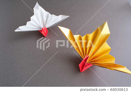Origami shining in gold and silver Origami shining in gold and silver 68030613
