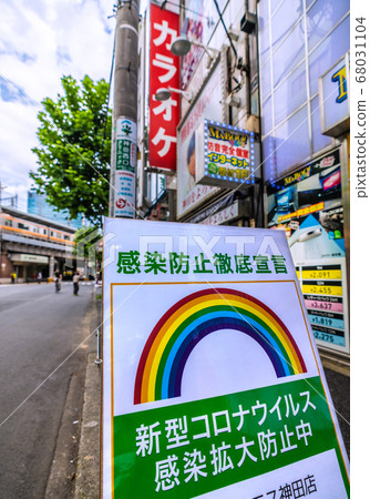 日本的東京城市景觀驚人地增加了472位新人們·神田車站前的“感染預防徹底聲明貼紙”…＝ 8月1日 68031104