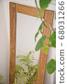 Green and mirror that shines against the plaster wall 1 68031266