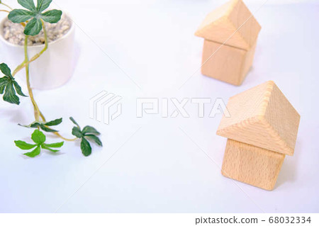 木積木和室內植物的背景材料 68032334