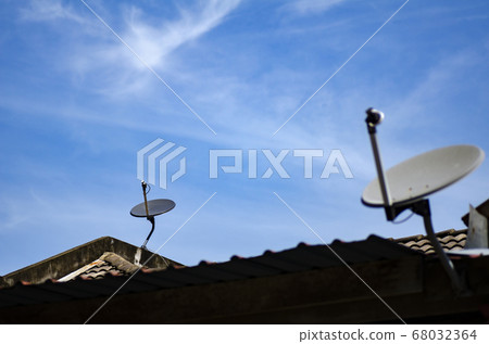 satellite dish antenna installed on roof satellite dish antenna installed on roof 68032364