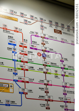 Ticket fare list for Kitahama Station on the Osaka Metro Sakaisuji Line 68032531