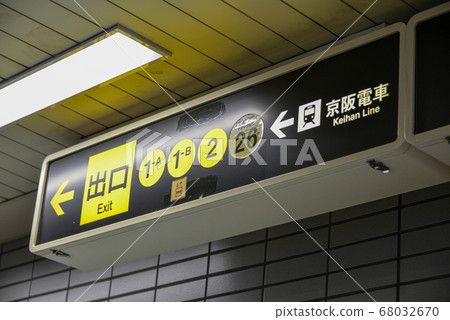 大阪地鐵Sa筋線北ah站的信息顯示 大阪地鐵Sa筋線北ah站的信息顯示 68032670