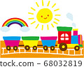 手繪風格的火車，大is和彩虹 68032819
