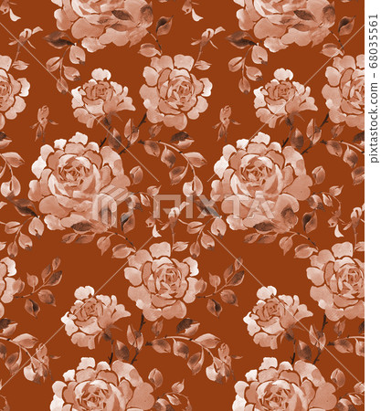Bright floral background made of watercolor roses. Seamless pattern.  68035561