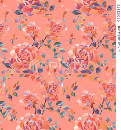 Bright floral background made of watercolor roses. Seamless pattern. Bright floral background made of watercolor roses. Seamless pattern. 68035576