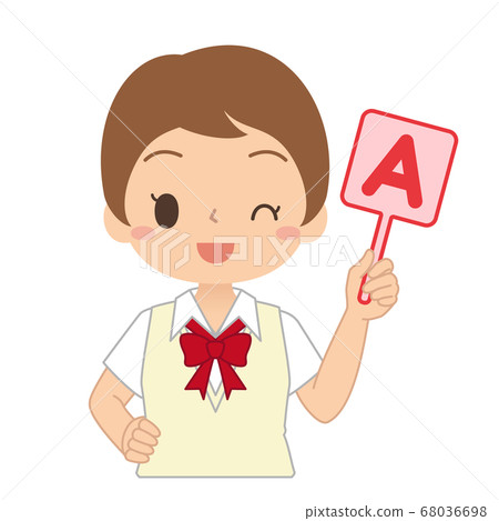 一名女學生持有英語A標籤的插圖 一名女學生持有英語A標籤的插圖 68036698