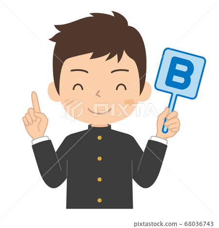 Illustration of a male student with an English B tag Illustration of a male student with an English B tag 68036743