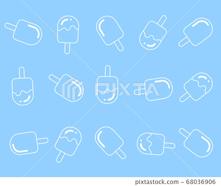 Simple line drawing popsicle pattern illustration on light blue background 68036906