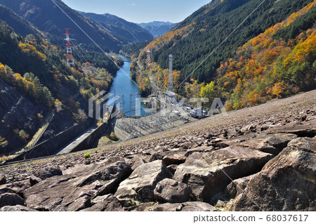Iwaya Dam Overlooking the downstream from the summit 68037617