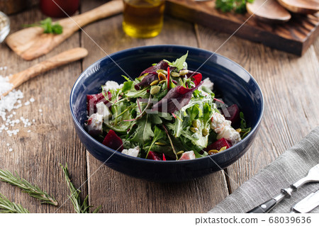 Healthy vitamin salad with beetroot cheese greens Healthy vitamin salad with beetroot cheese greens 68039636