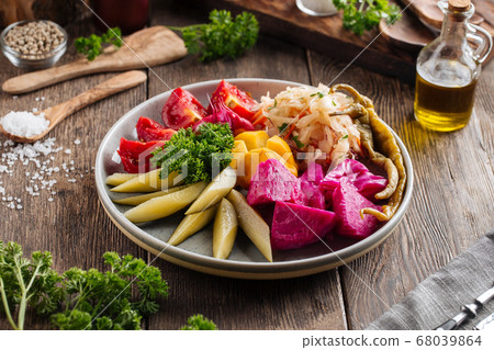 Assorted marinated pickles set appetizer 68039864